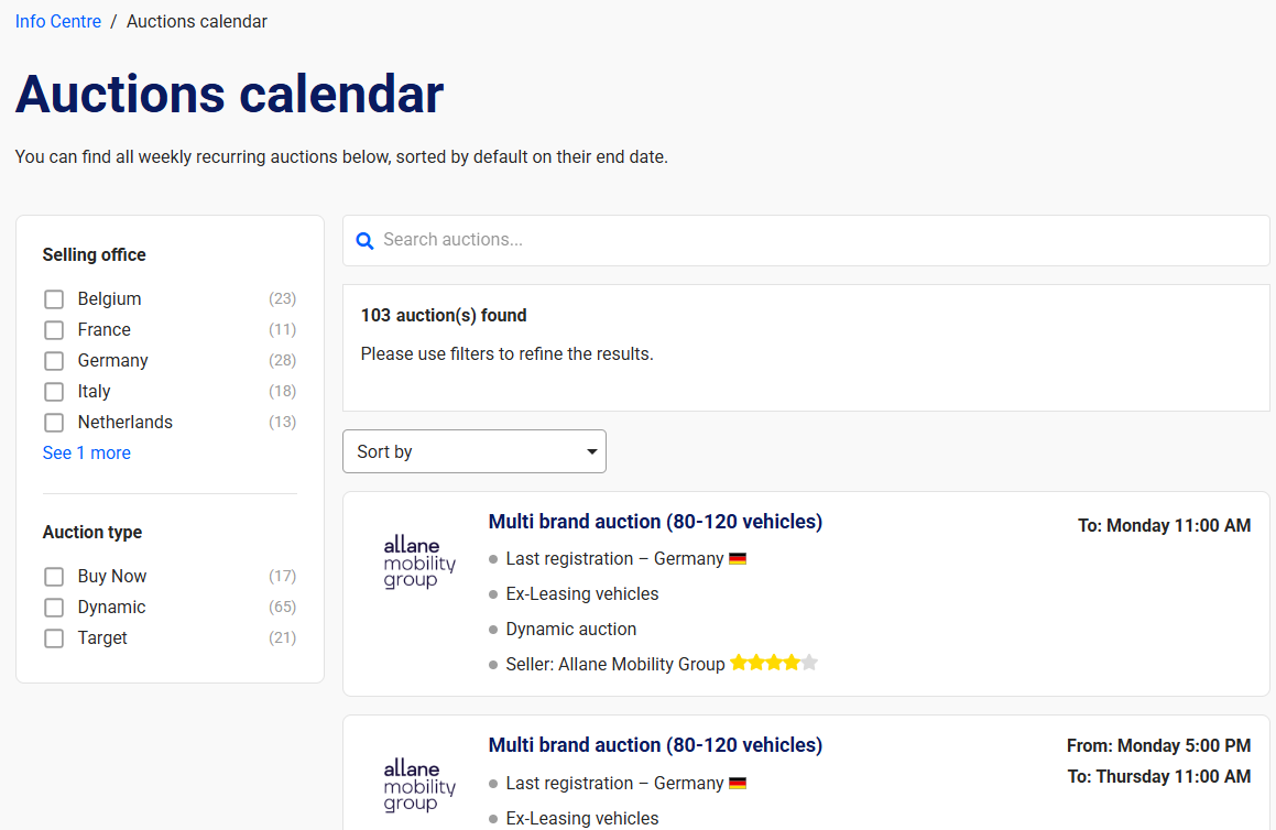 Auctions calendar – OPENLANE